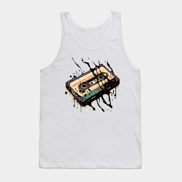 Casette Illustration of Splash Tank Top by Bondoboxy